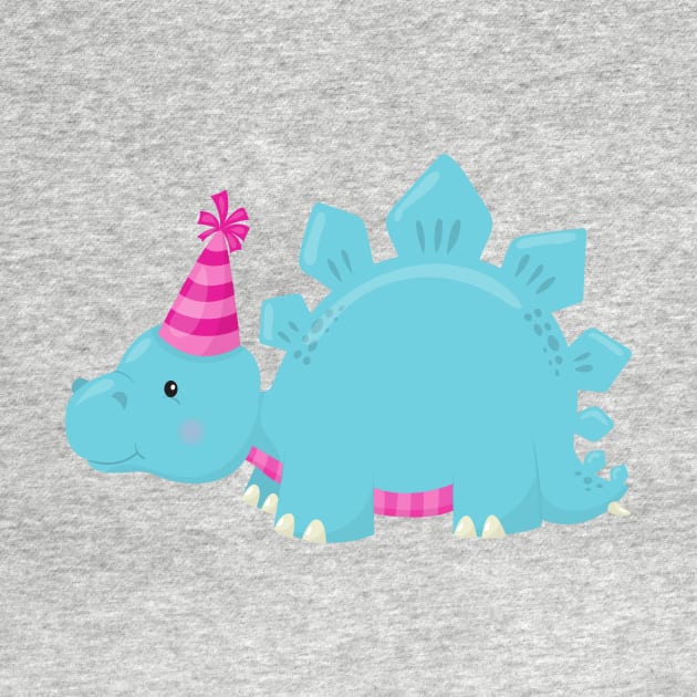 Birthday Dinosaur, Party Dinosaur, Blue Dinosaur by Jelena Dunčević